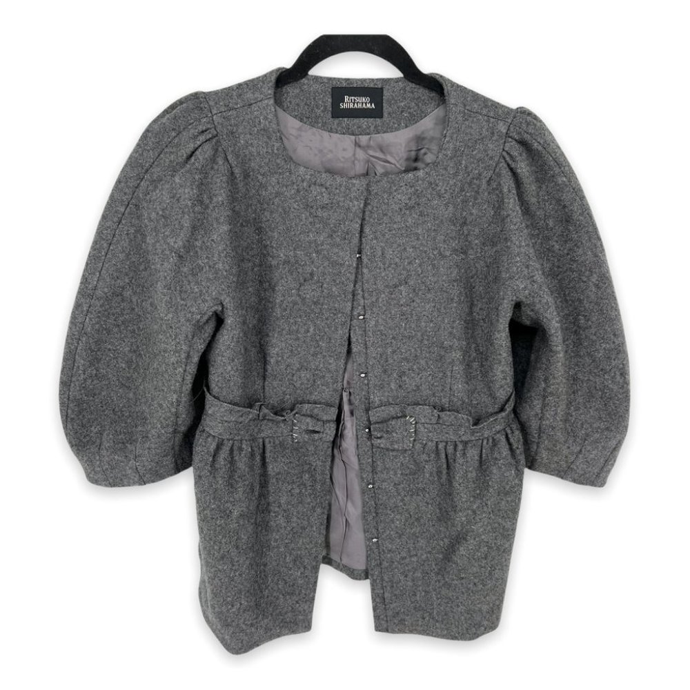 Ritsuko Shirahama Balloon Sleeve Wool Blend Lined Jacket Women's 1 Small Gray